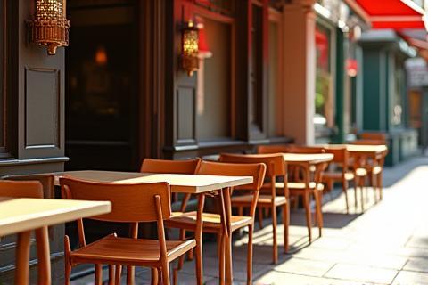 Inviting outdoor seating area of Aussie Bites Deli on a sunny day