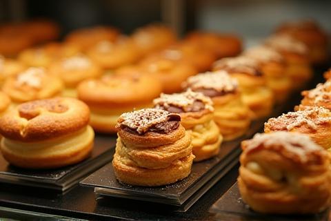 A delectable selection of freshly baked pastries and sweets on display